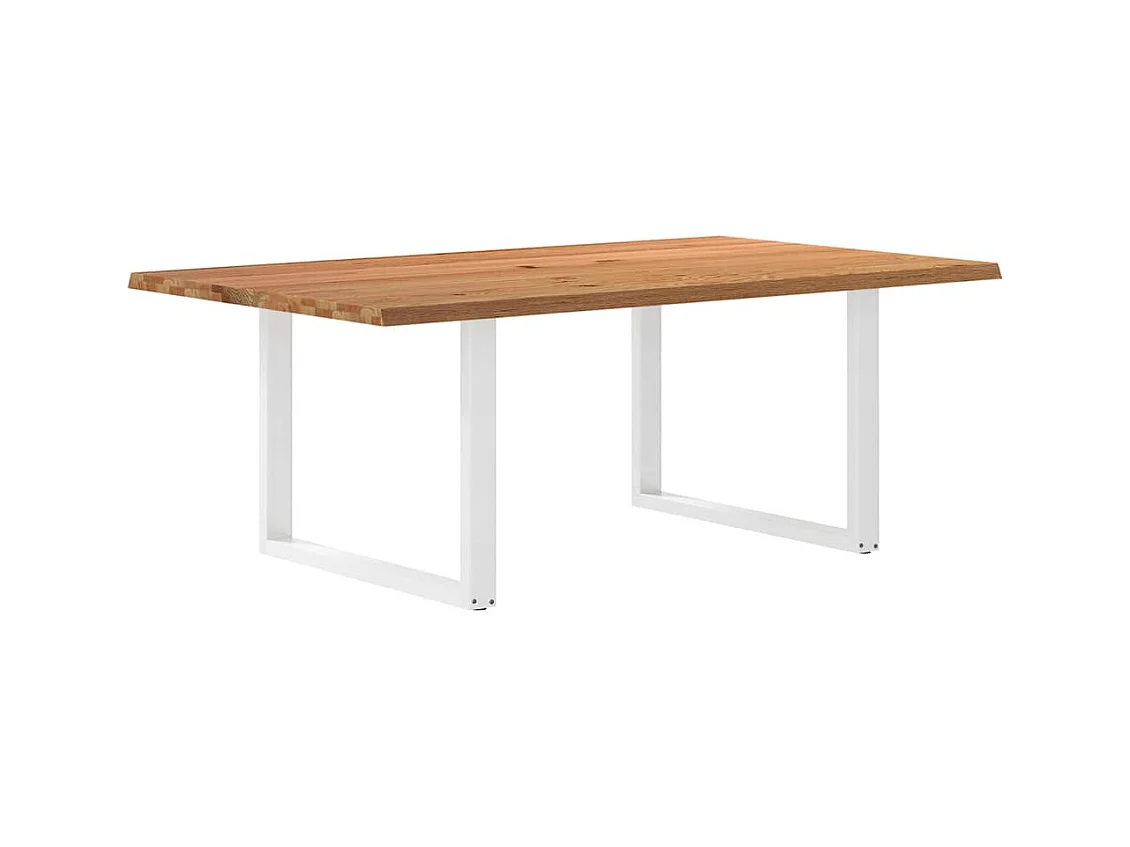 Table à manger marron clair bois de chêne massif rectangulaire