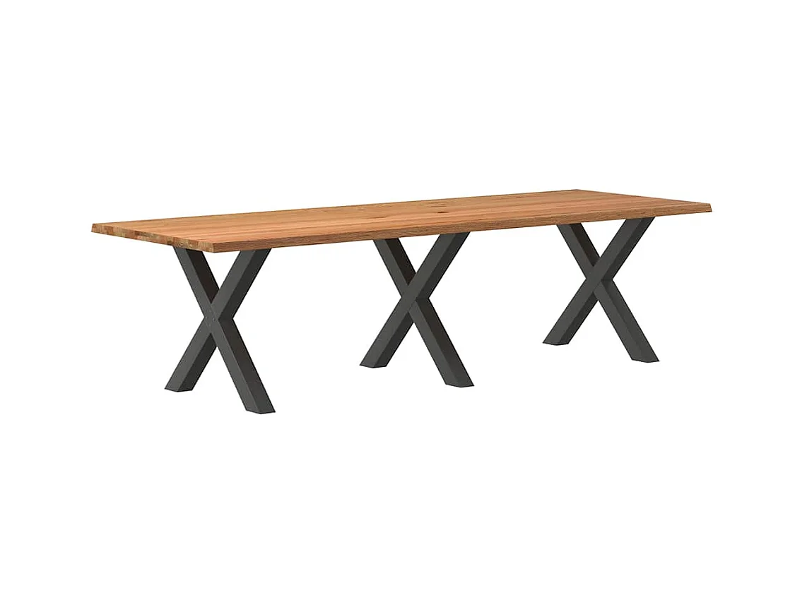 Table à manger marron clair bois de chêne massif rectangulaire