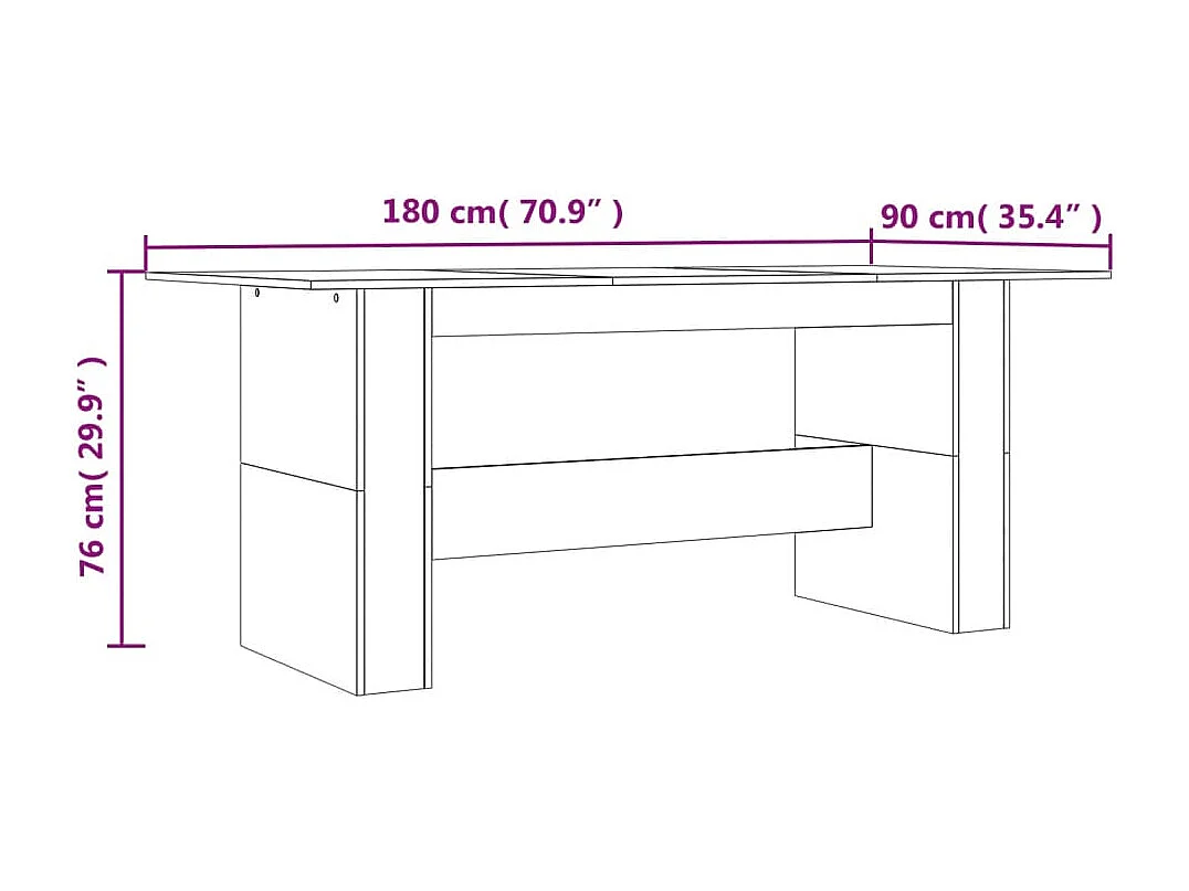 Table à manger sonoma gris 180x90x76 cm bois d'ingénierie