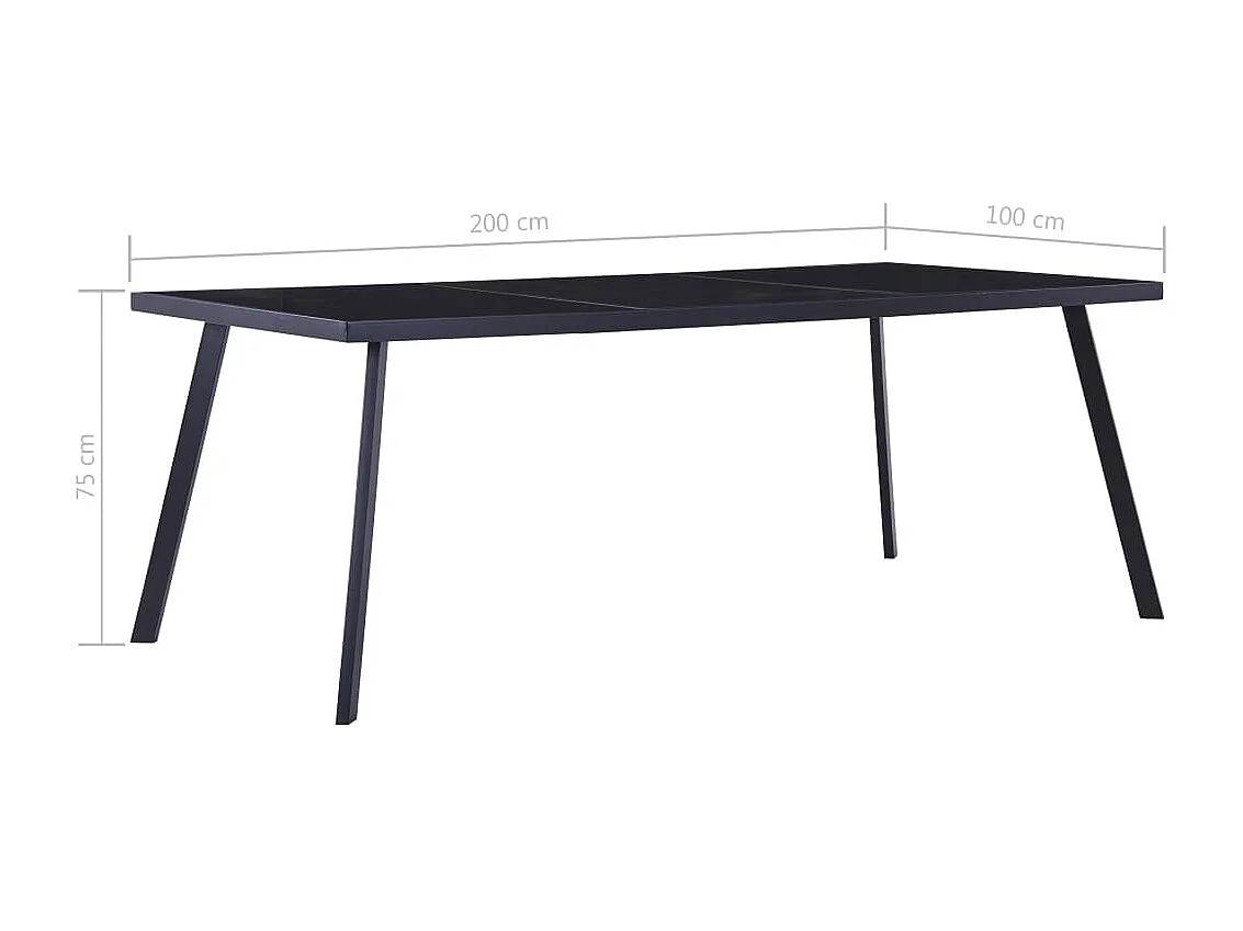 Table de salle à manger Noir 200x100x75 cm Verre trempé