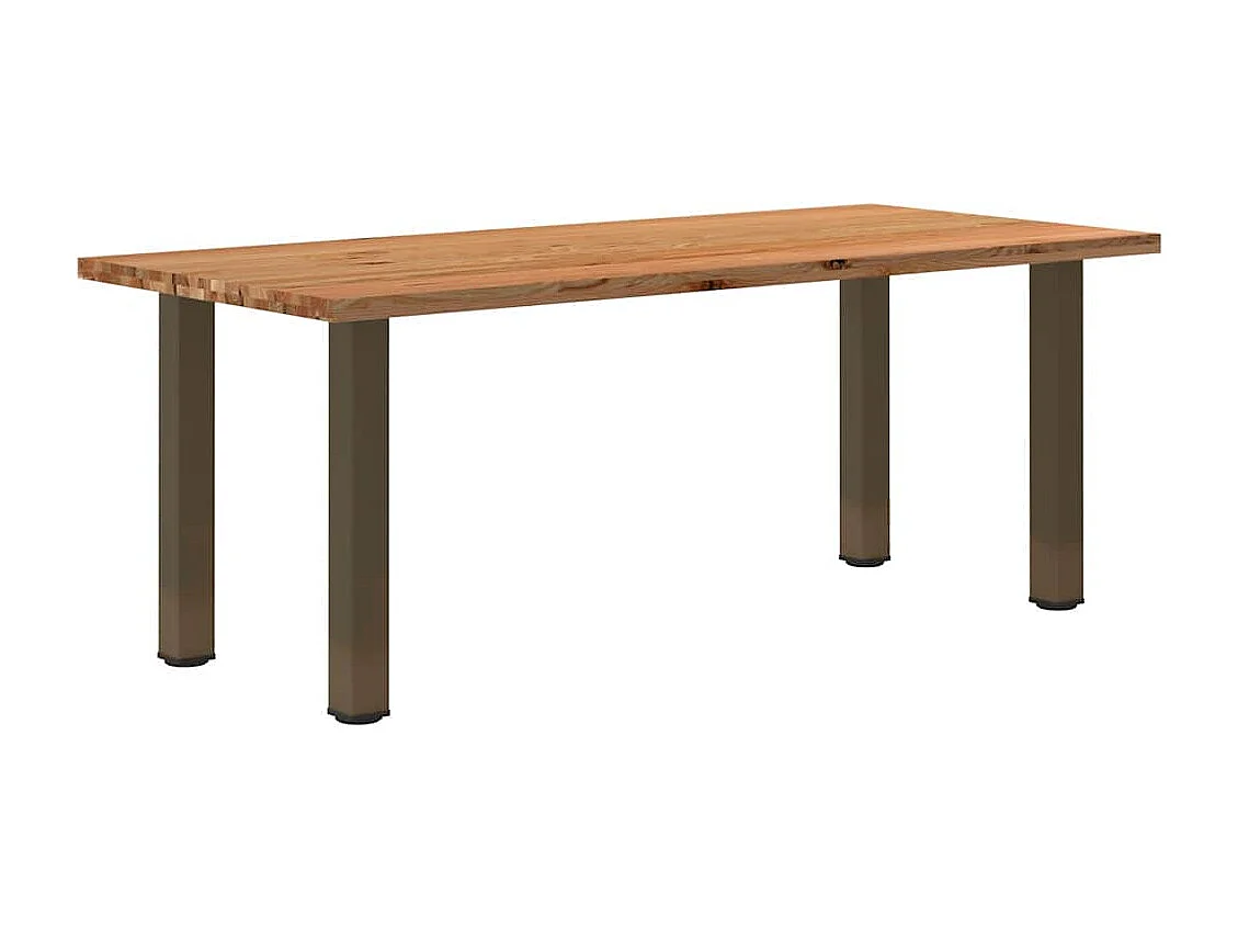 Table à manger marron clair bois de chêne massif rectangulaire