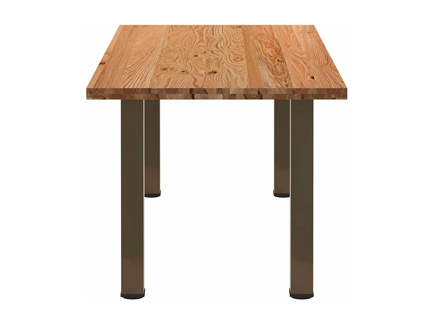 Table à manger marron clair bois de chêne massif rectangulaire