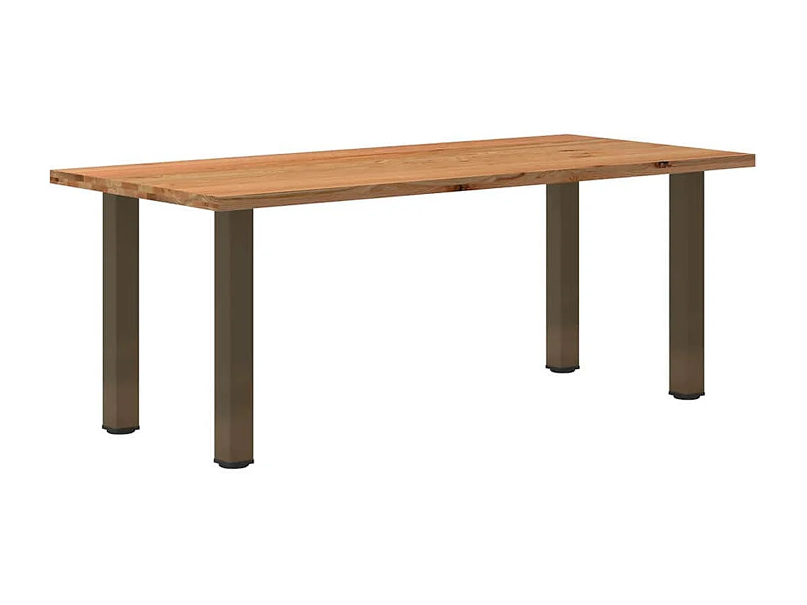 Table à manger marron clair bois de chêne massif rectangulaire