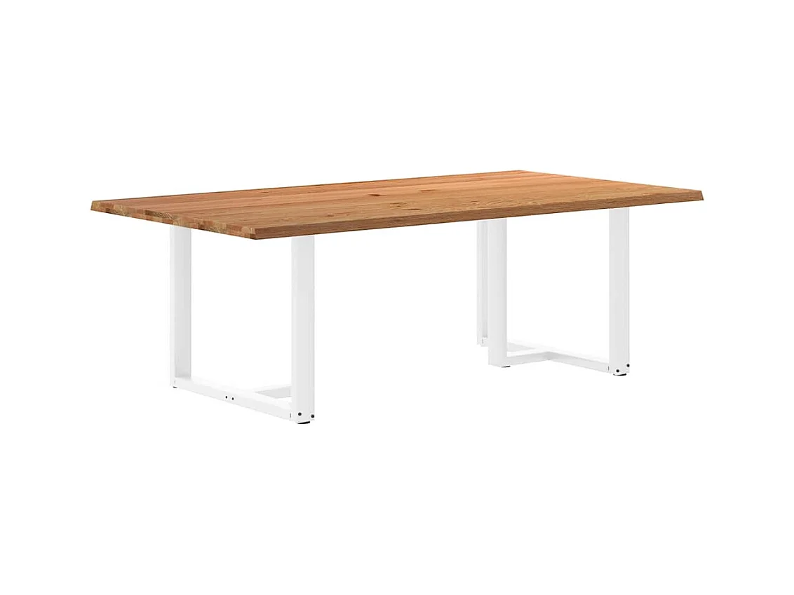Table à manger marron clair bois de chêne massif rectangulaire