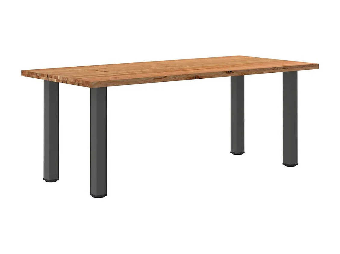 Table à manger marron clair bois de chêne massif rectangulaire