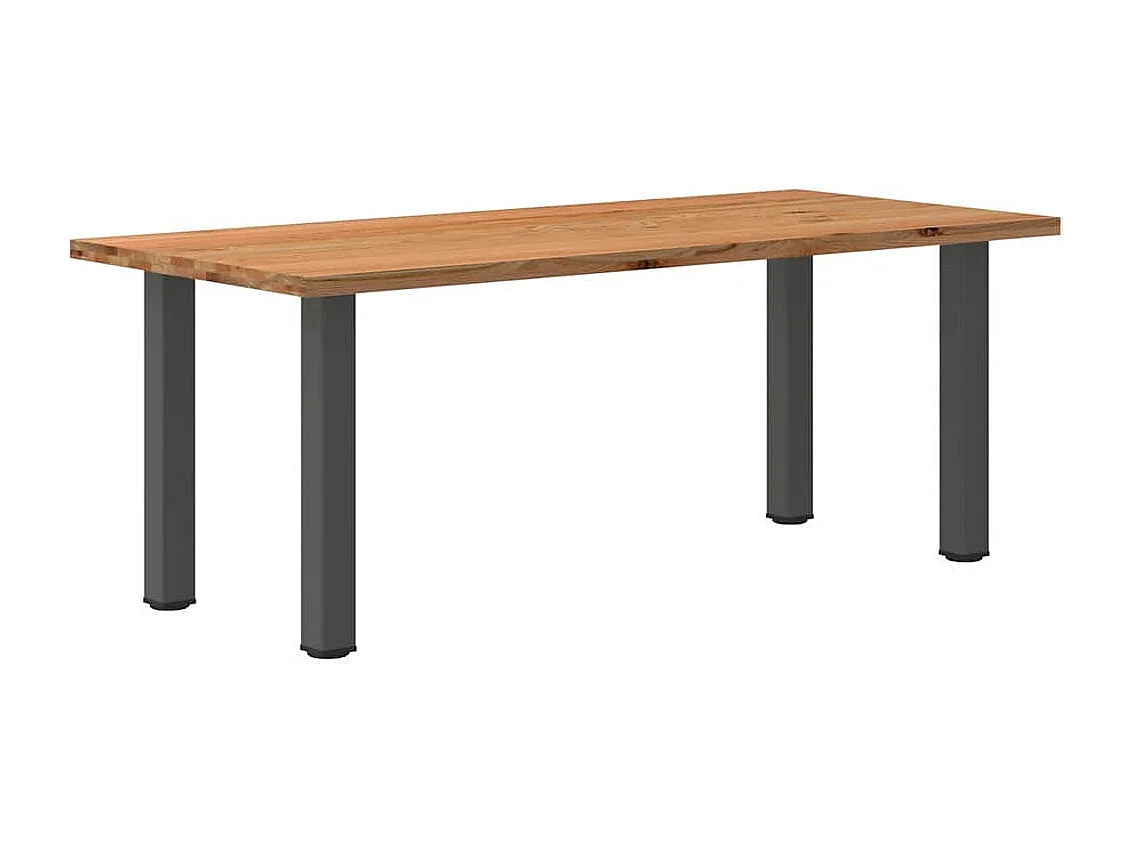 Table à manger marron clair bois de chêne massif rectangulaire