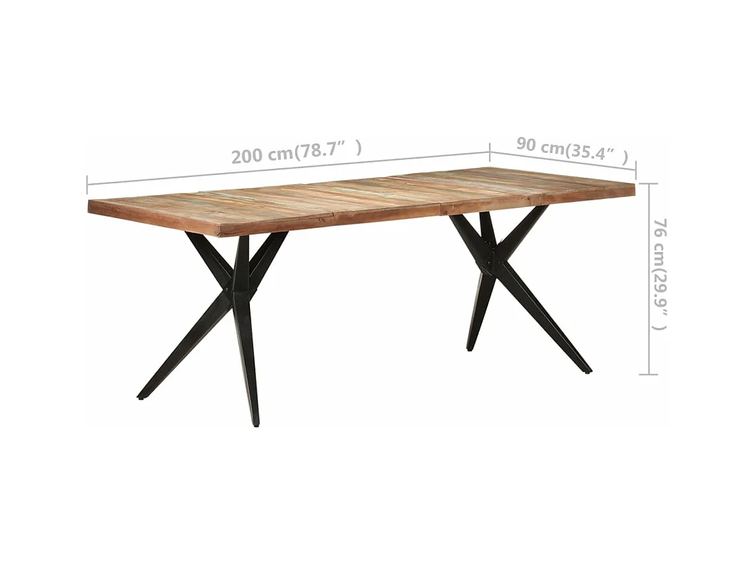 Table de salle à manger 200x90x76cm Bois de récupération solide