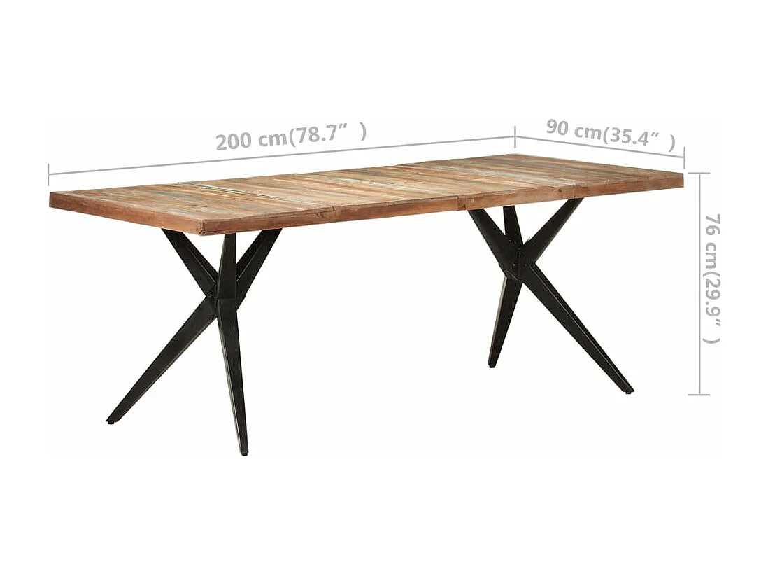 Table de salle à manger 200x90x76cm Bois de récupération solide