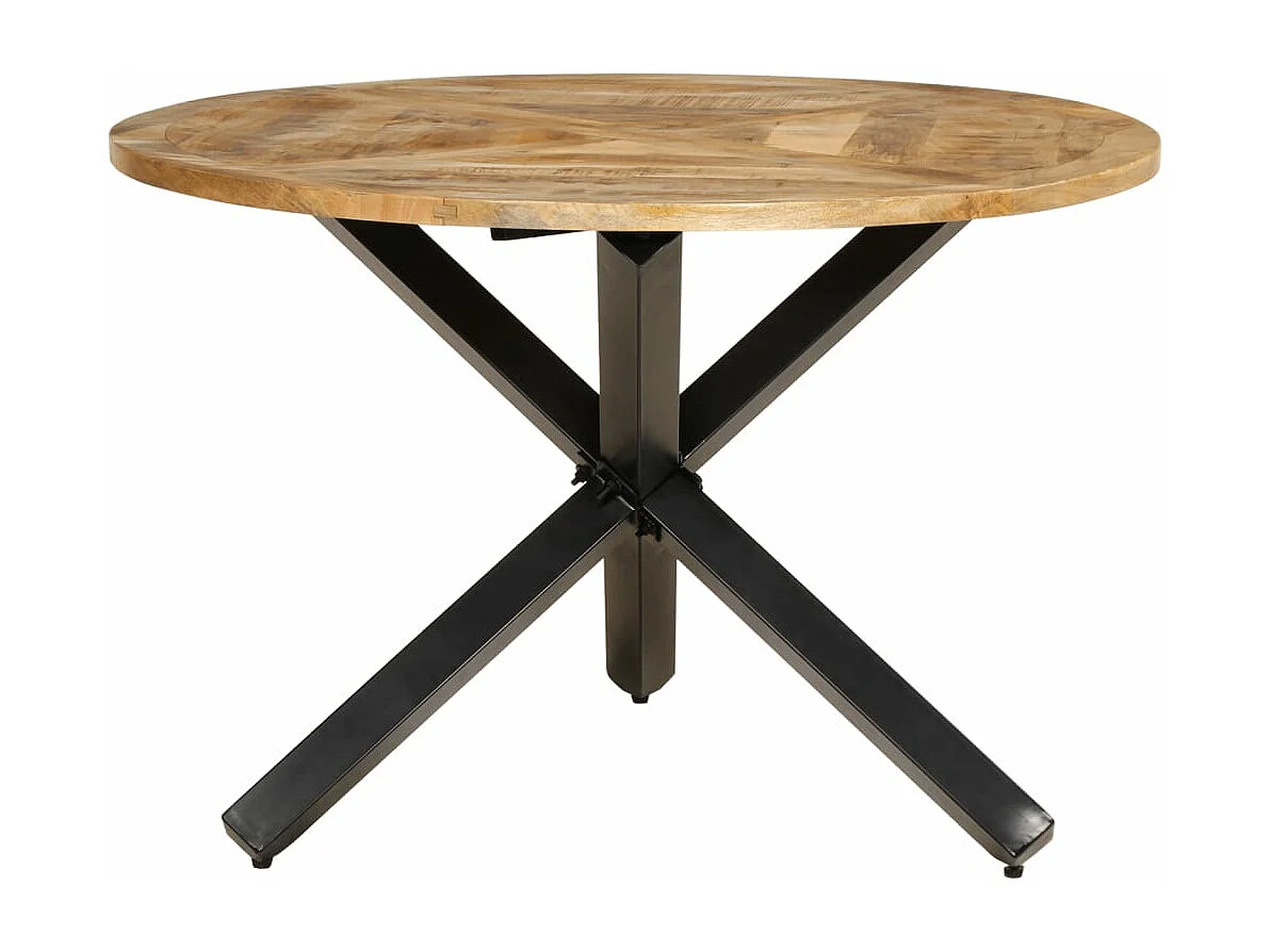 Mesa de jantar Ø110x75 cm madeira de mangueira maciça áspera