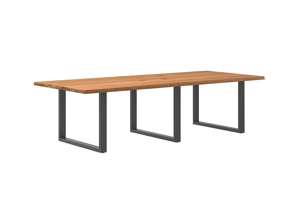 Table à manger marron clair bois de chêne massif rectangulaire