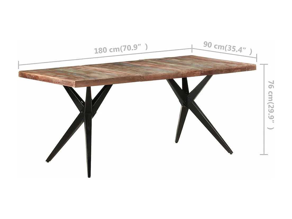 Table de salle à manger 180x90x76cm Bois de récupération solide