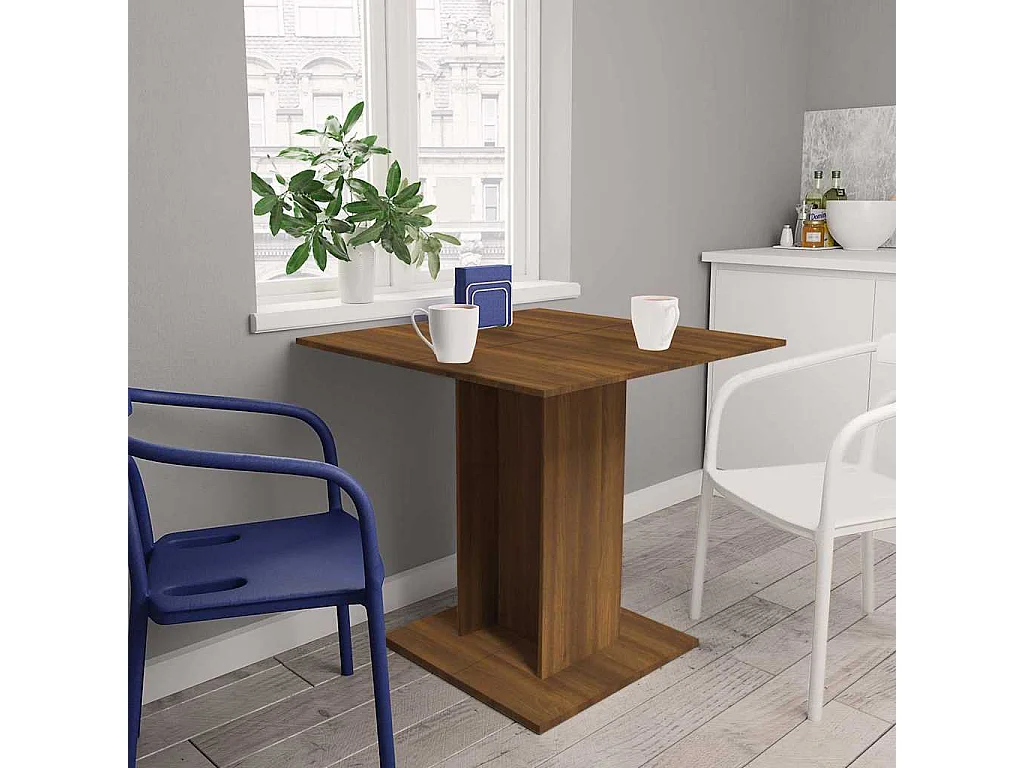 Eettafel 80x80x75 cm bewerkt hout bruin eikenkleur