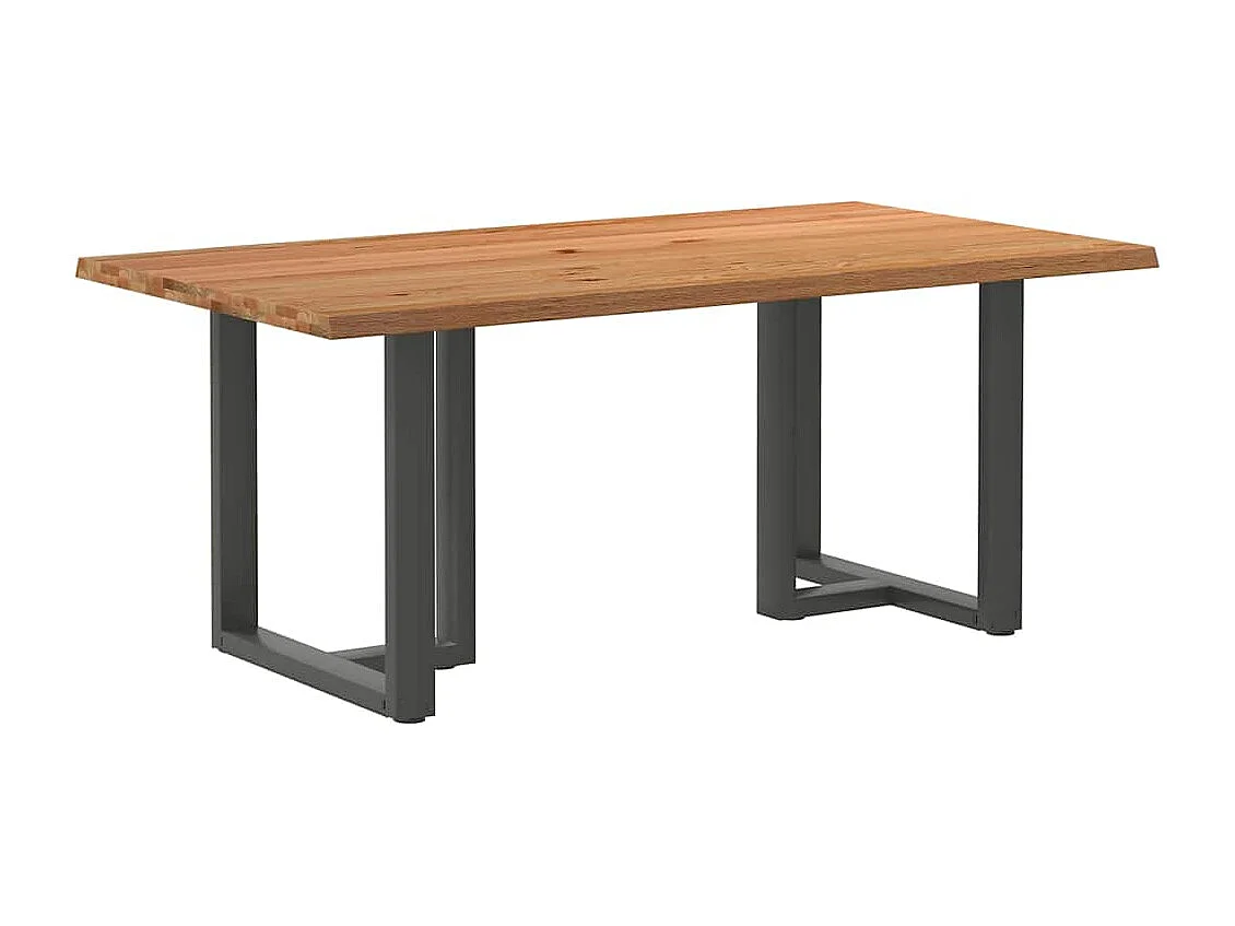 Table à manger marron clair bois de chêne massif rectangulaire