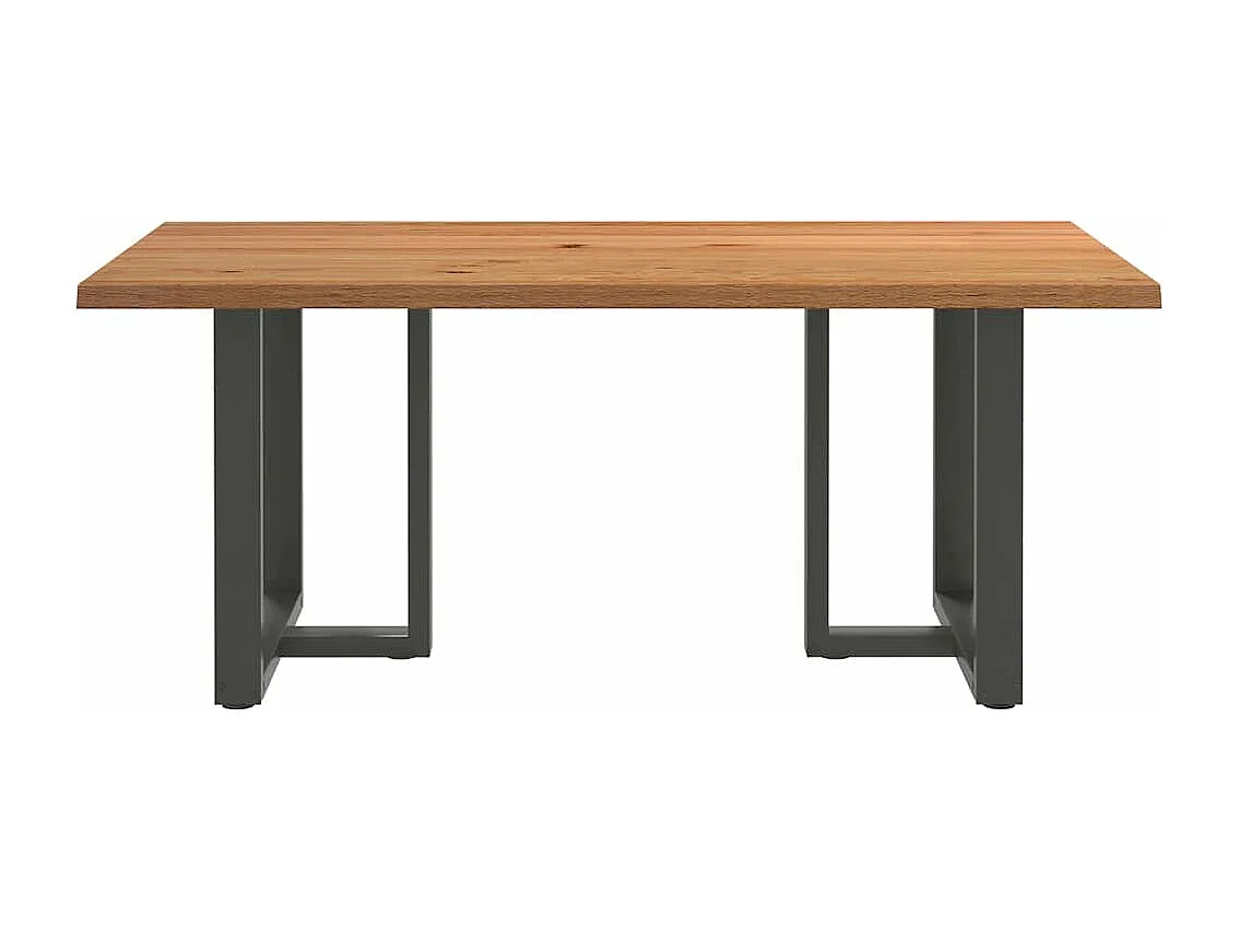 Table à manger marron clair bois de chêne massif rectangulaire