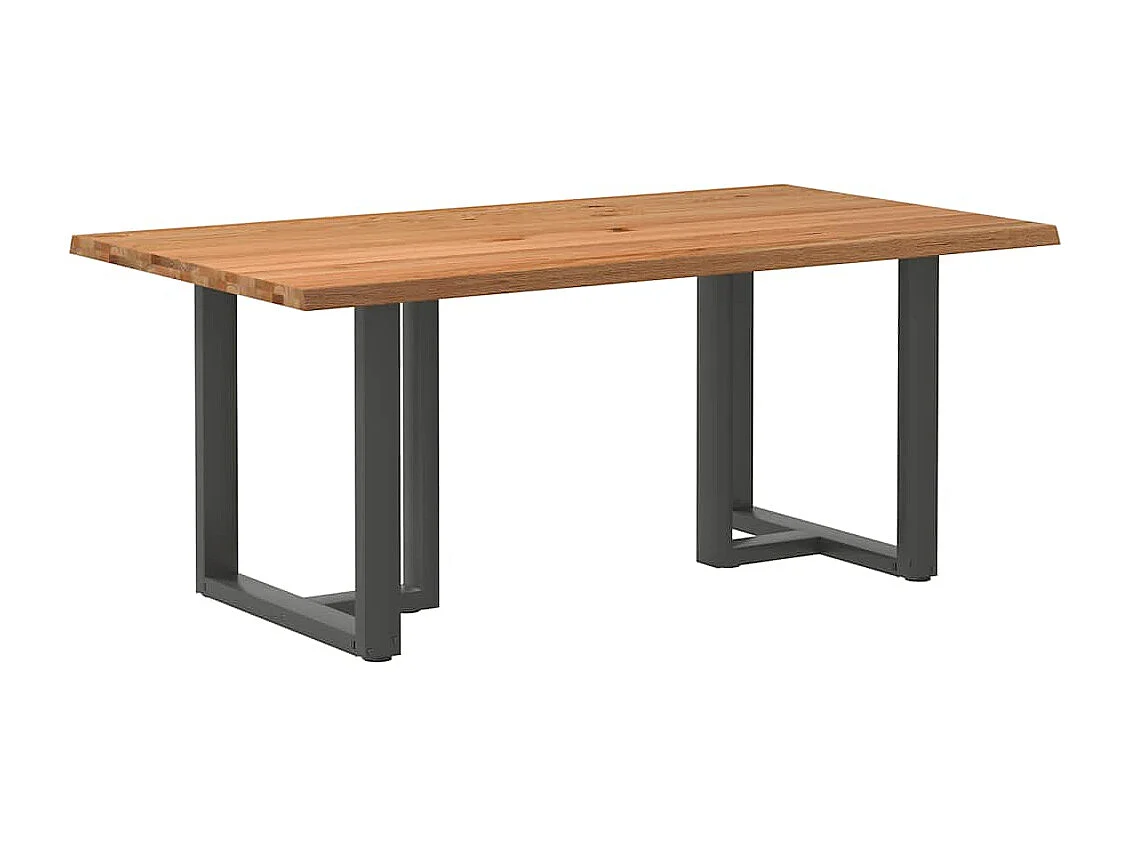 Table à manger marron clair bois de chêne massif rectangulaire