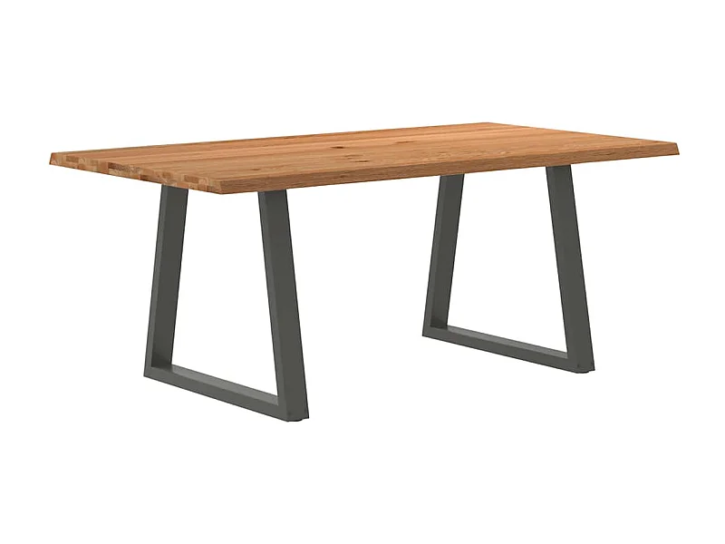 Table à manger avec bord naturel 180x100x74cm bois massif chêne