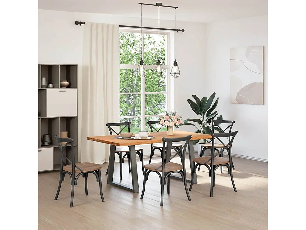 Table à manger avec bord naturel 180x100x74cm bois massif chêne