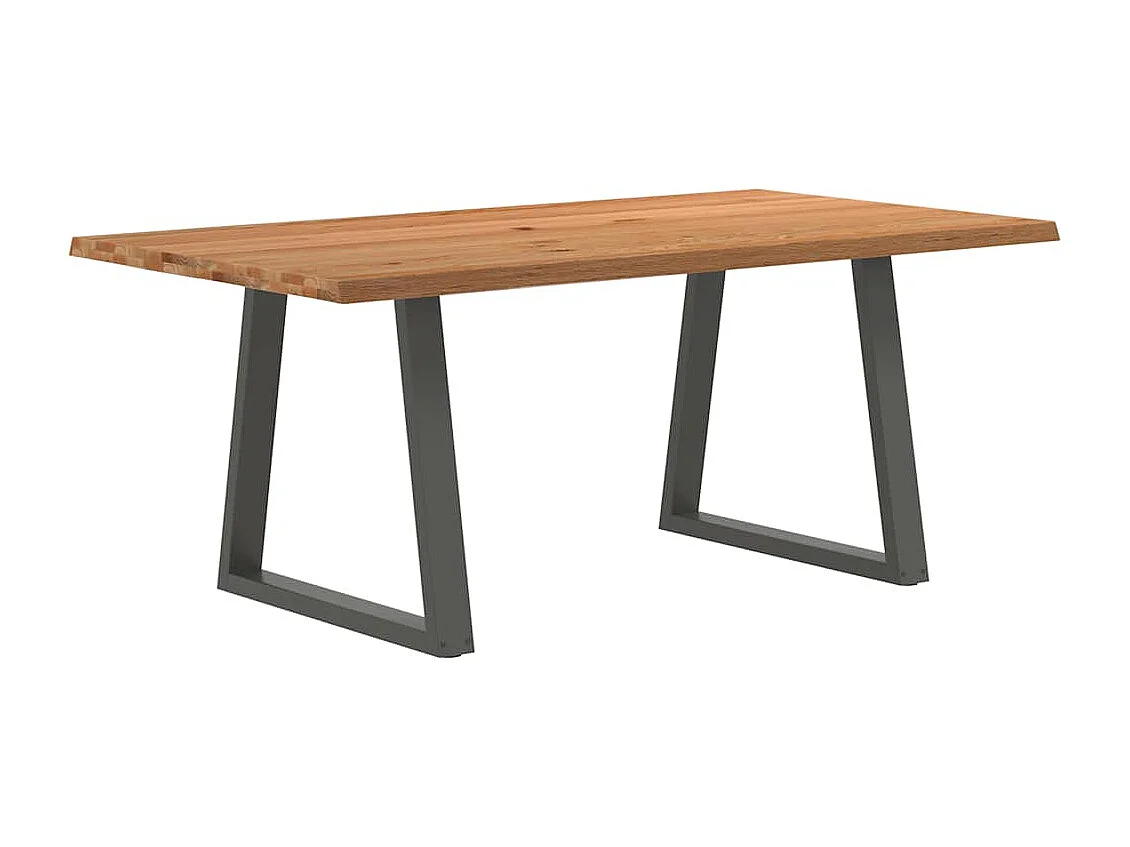 Table à manger avec bord naturel 180x100x74cm bois massif chêne