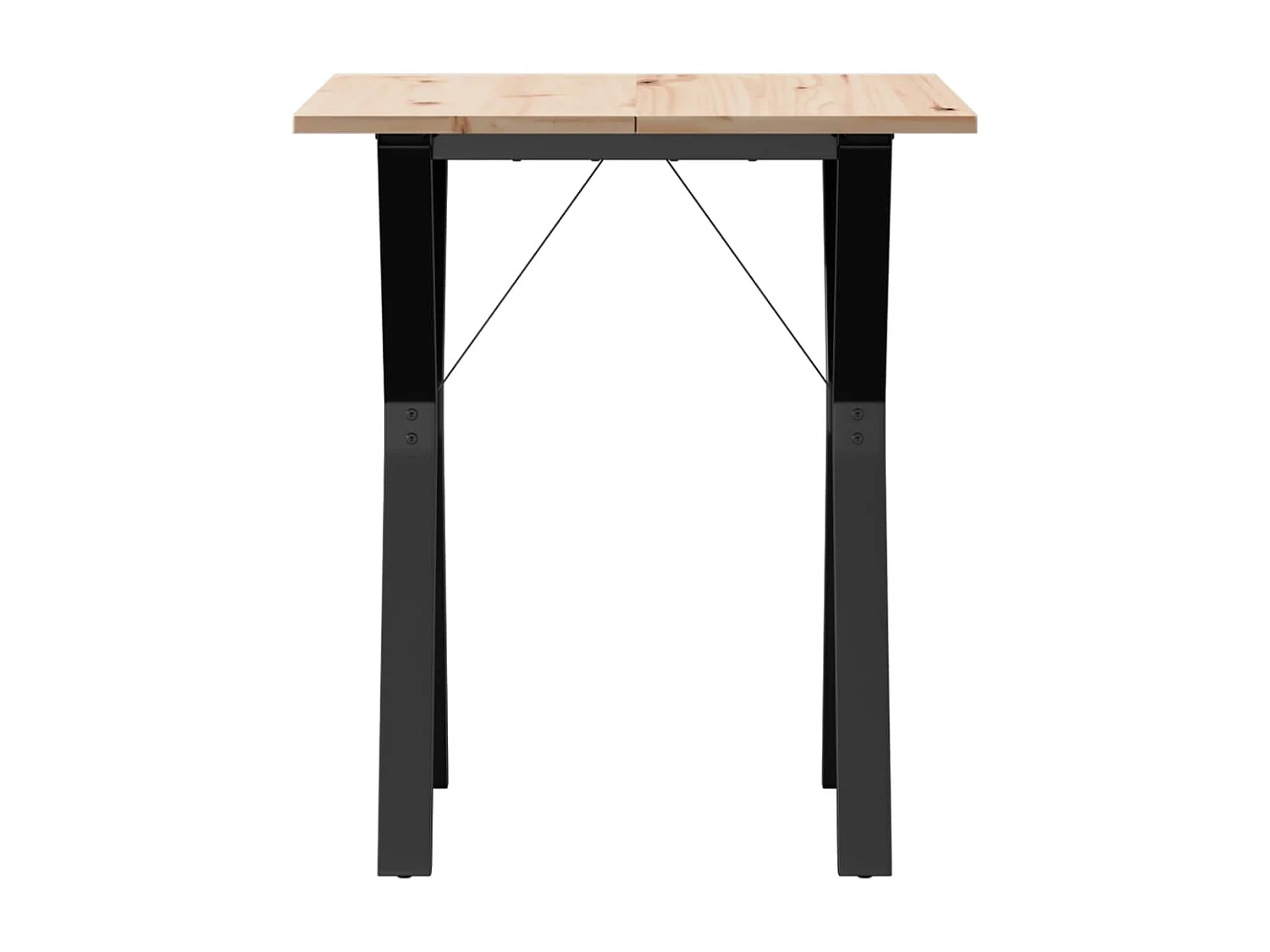 Mesa de comedor marco Y madera maciza pino y hierro 70x70x75 cm