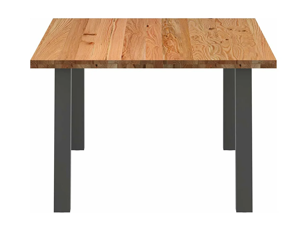 Table à manger marron clair bois de chêne massif rectangulaire