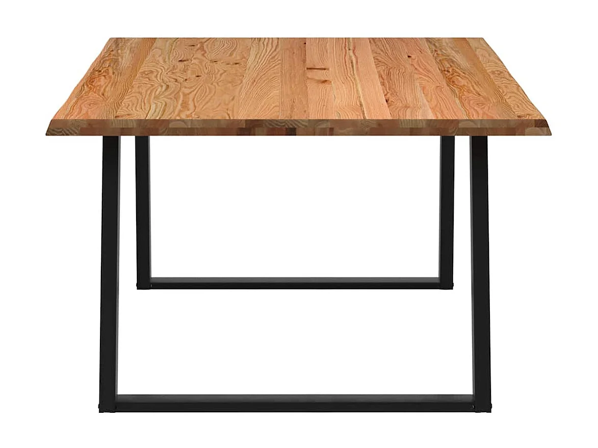 Table à manger marron clair bois de chêne massif