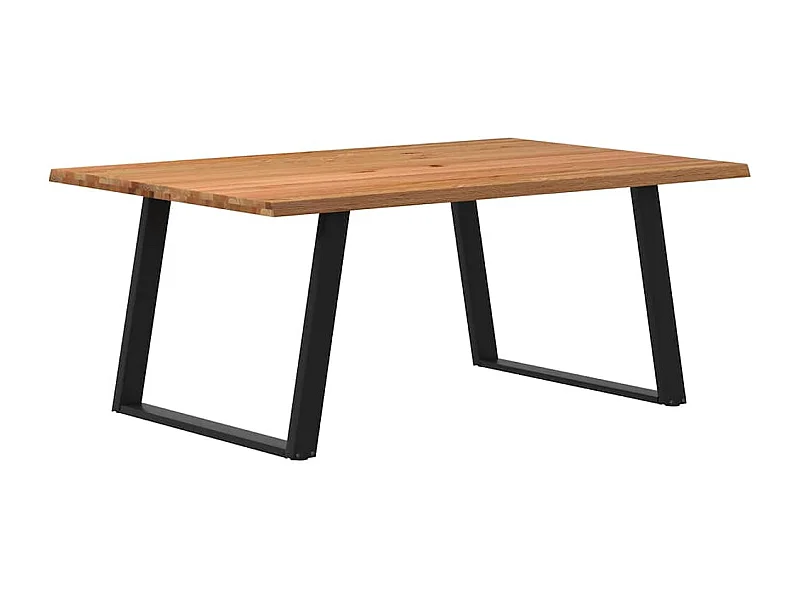 Table à manger marron clair bois de chêne massif