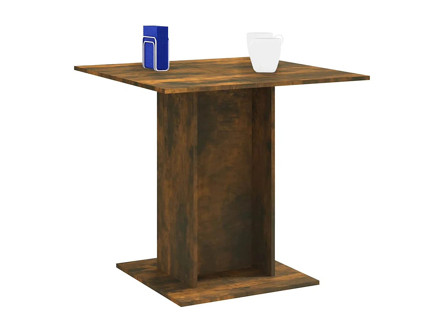 Eettafel 80x80x75 cm bewerkt hout gerookt eiken