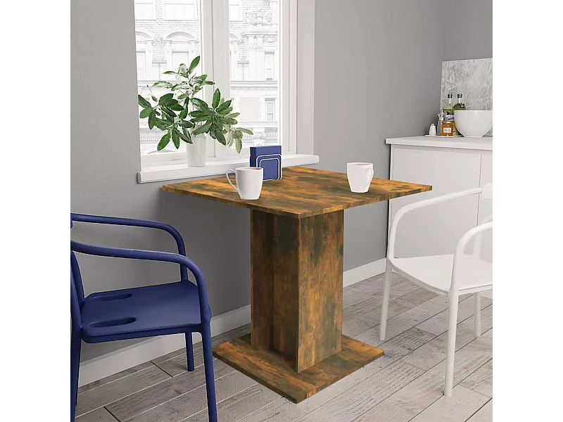 Eettafel 80x80x75 cm bewerkt hout gerookt eiken