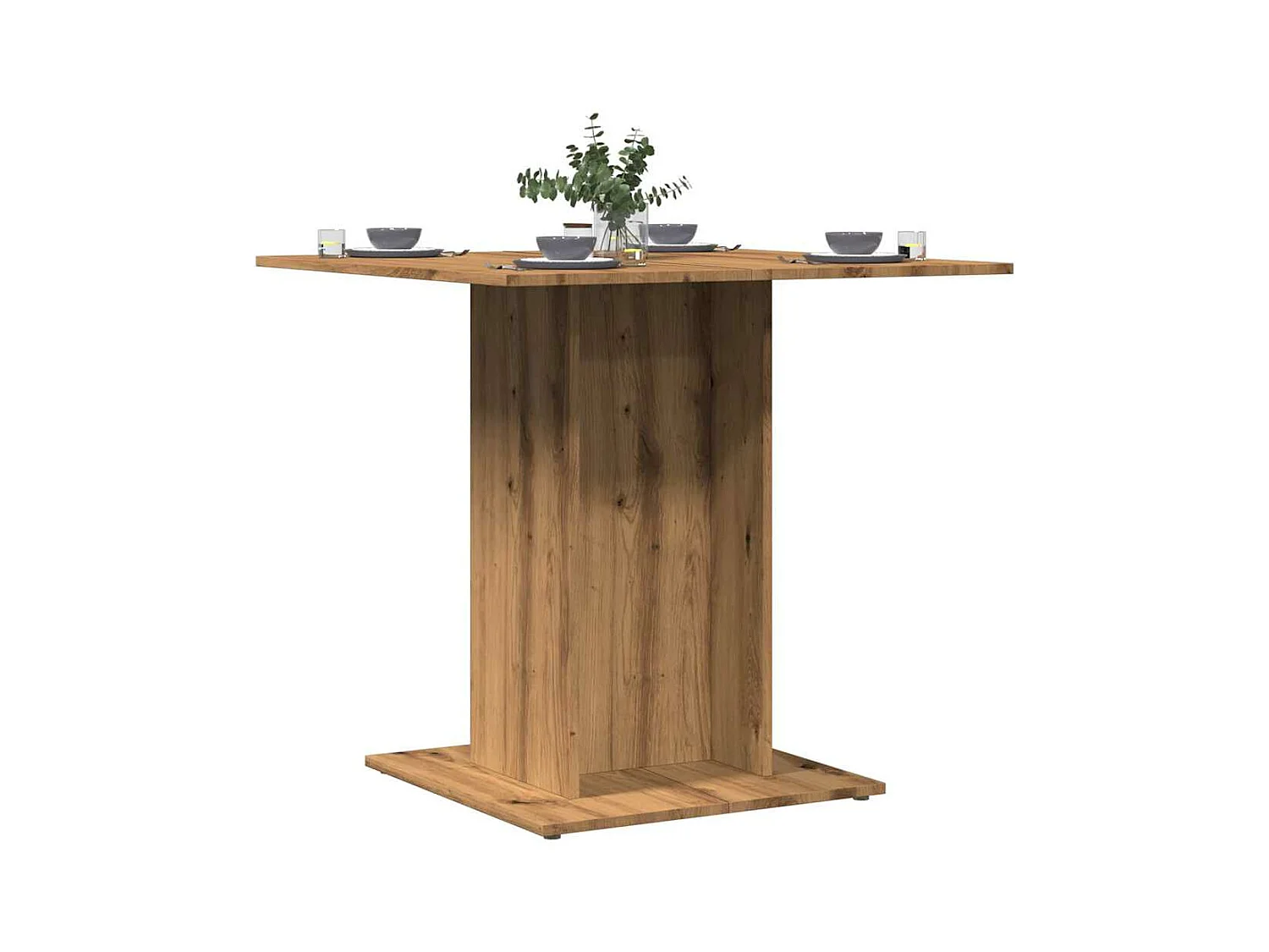 Table à manger chêne artisanal 80x80x75 cm bois d'ingénierie