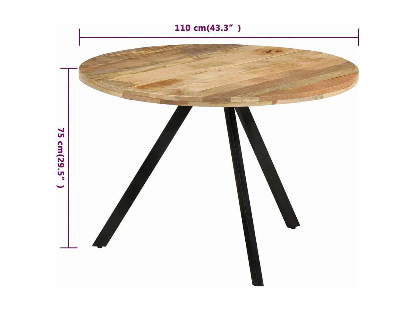 Table à manger 110x75 cm Bois de manguier massif