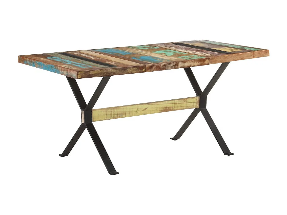 Mesa de jantar 160x80x76 cm madeira recuperada maciça