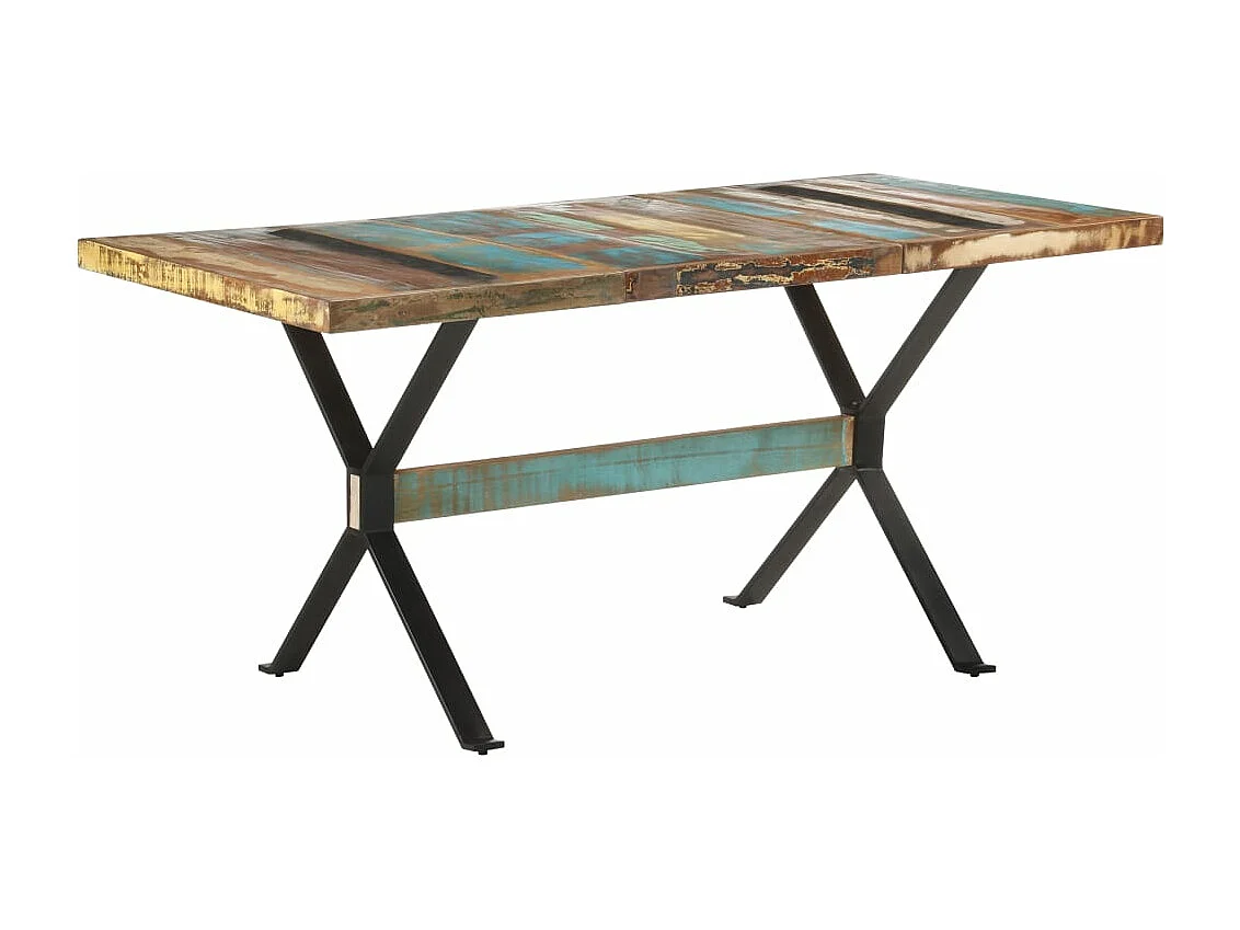 Mesa de jantar 160x80x76 cm madeira recuperada maciça
