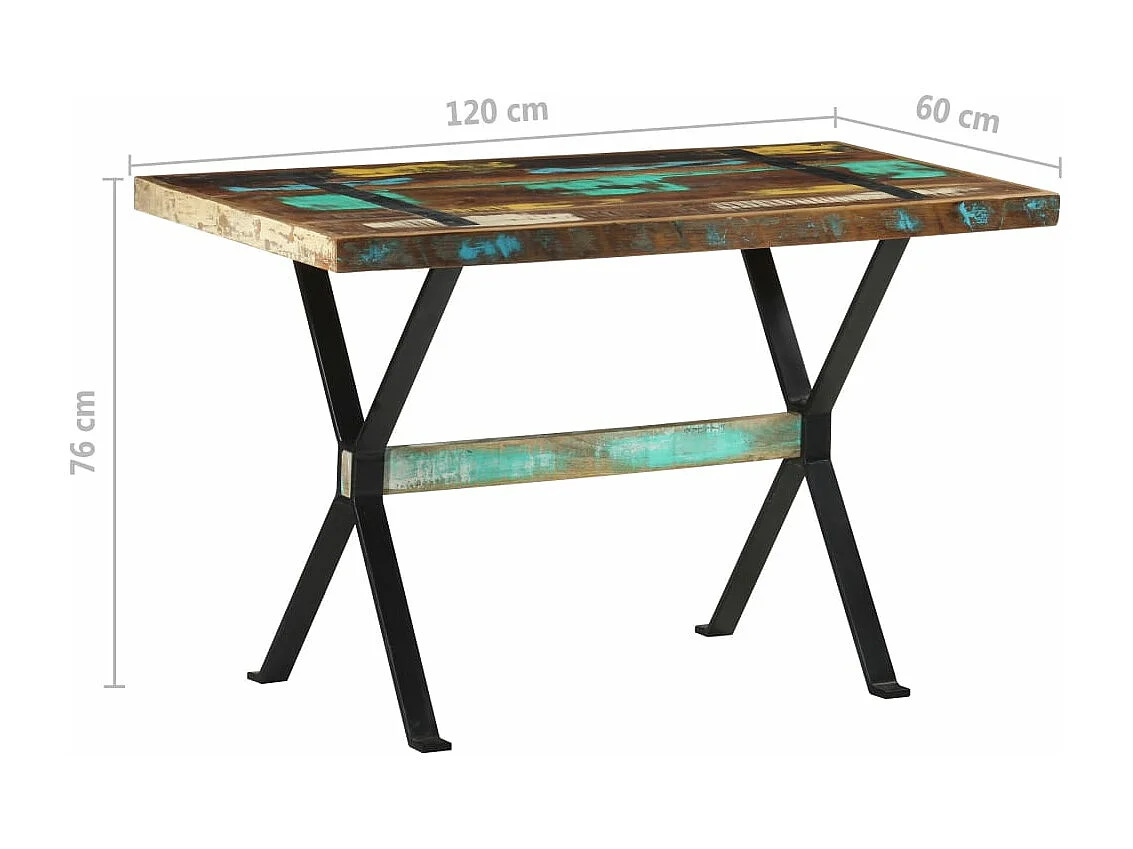 Mesa de jantar 120x60x76 cm madeira recuperada maciça