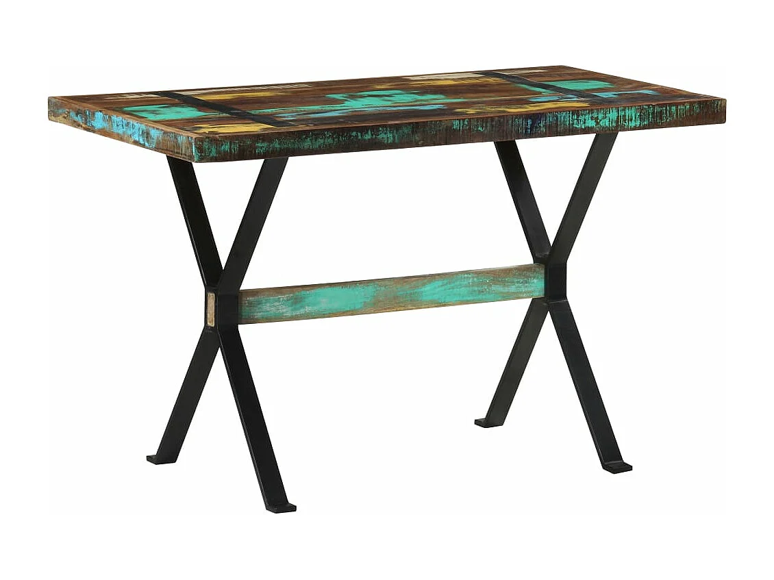 Mesa de jantar 120x60x76 cm madeira recuperada maciça
