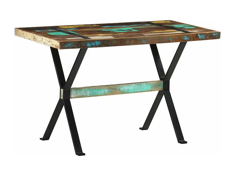 Mesa de jantar 120x60x76 cm madeira recuperada maciça