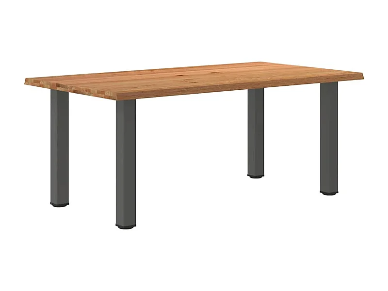 Table à manger marron clair bois de chêne massif rectangulaire