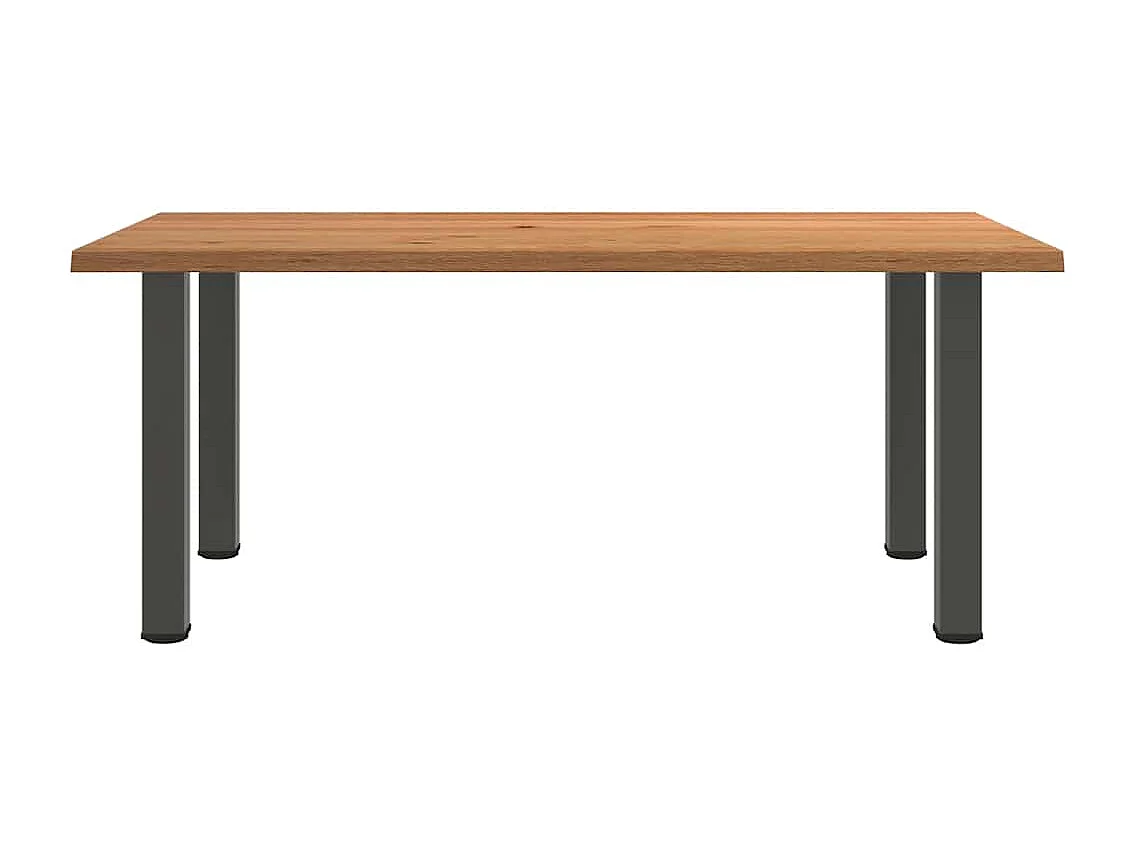 Table à manger marron clair bois de chêne massif rectangulaire