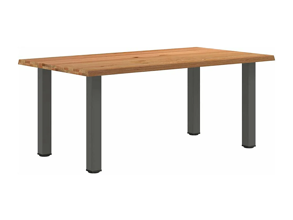 Table à manger marron clair bois de chêne massif rectangulaire