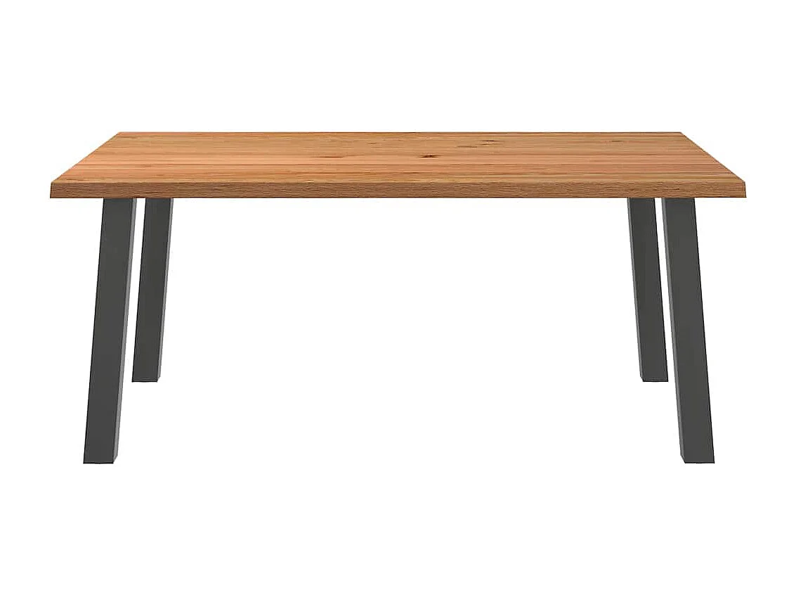 Table à manger marron clair bois de chêne massif rectangulaire