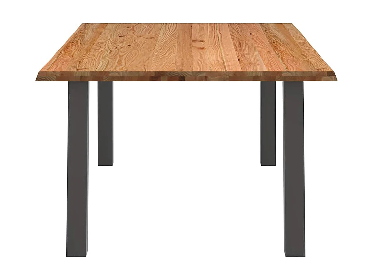 Table à manger marron clair bois de chêne massif rectangulaire