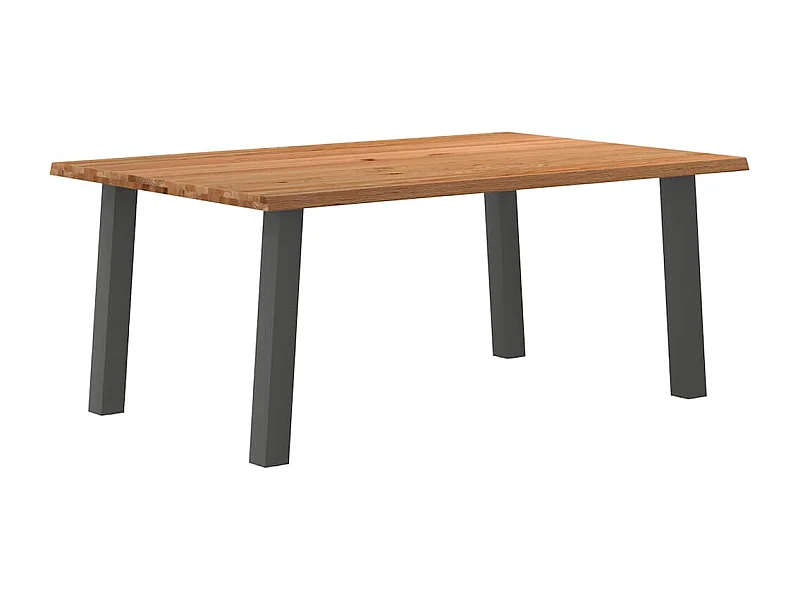 Table à manger marron clair bois de chêne massif rectangulaire