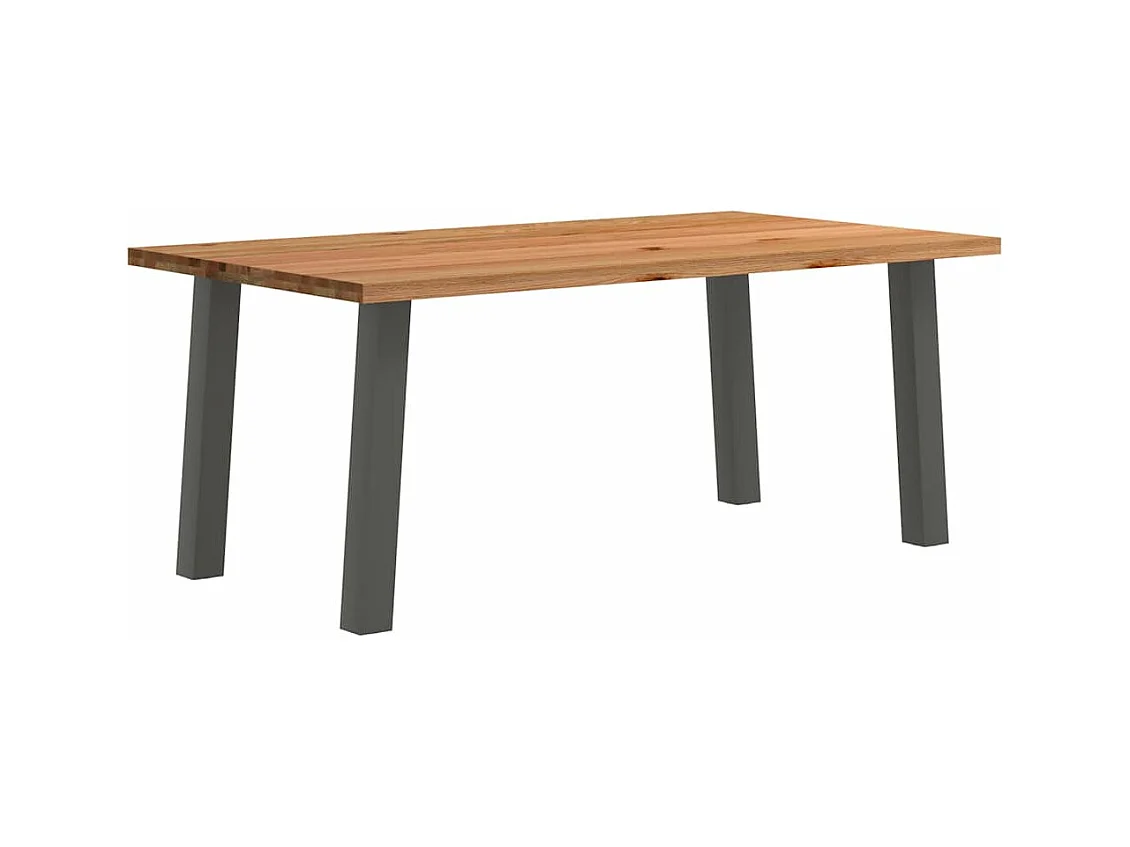 Table à manger marron clair bois de chêne massif rectangulaire