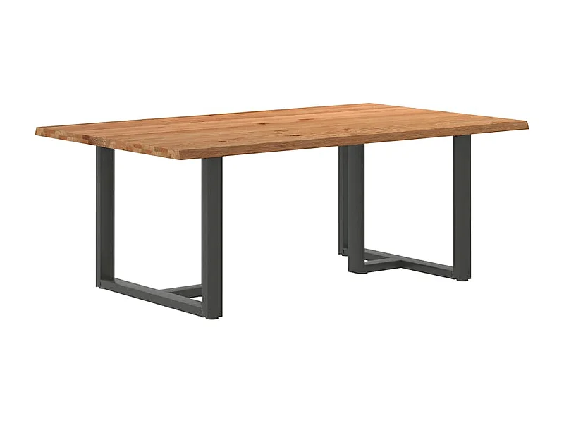 Table à manger marron clair bois de chêne massif rectangulaire