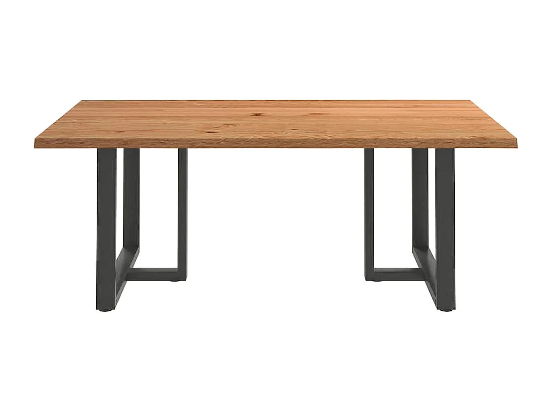 Table à manger marron clair bois de chêne massif rectangulaire