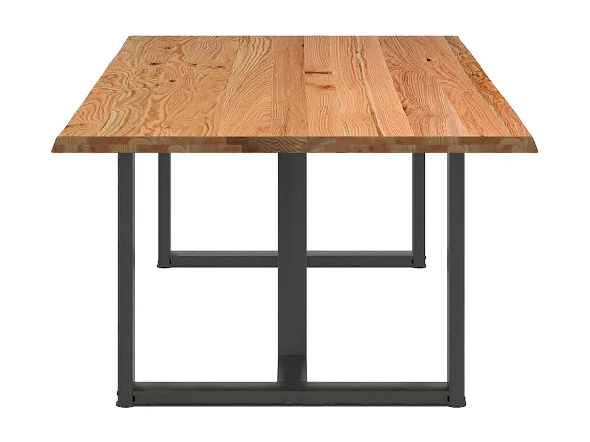 Table à manger marron clair bois de chêne massif rectangulaire