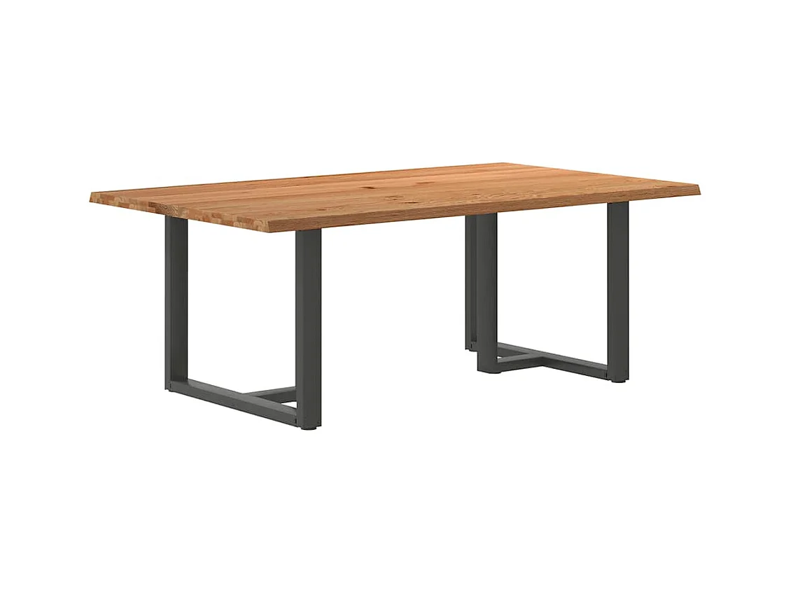 Table à manger marron clair bois de chêne massif rectangulaire