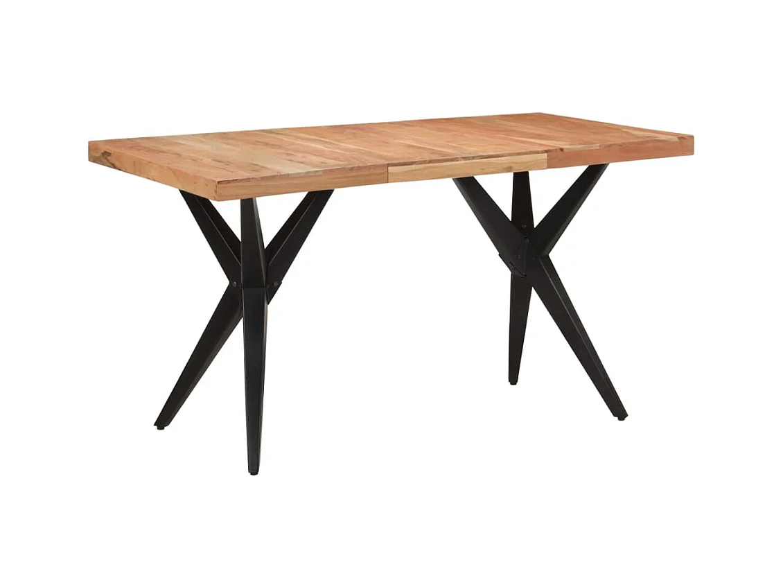Table à manger noir 140x70x76 cm bois d'acacia solide