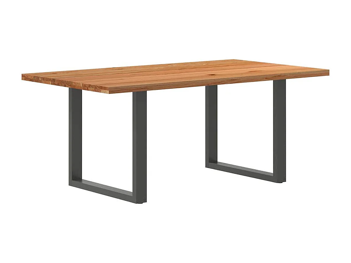 Table à manger marron clair bois de chêne massif rectangulaire