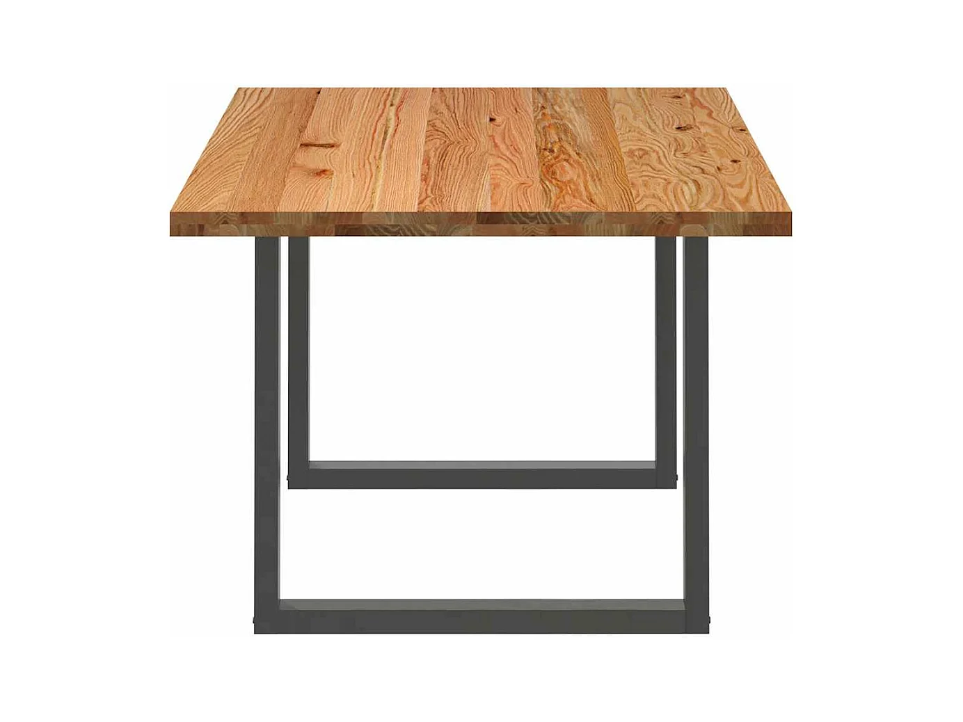 Table à manger marron clair bois de chêne massif rectangulaire