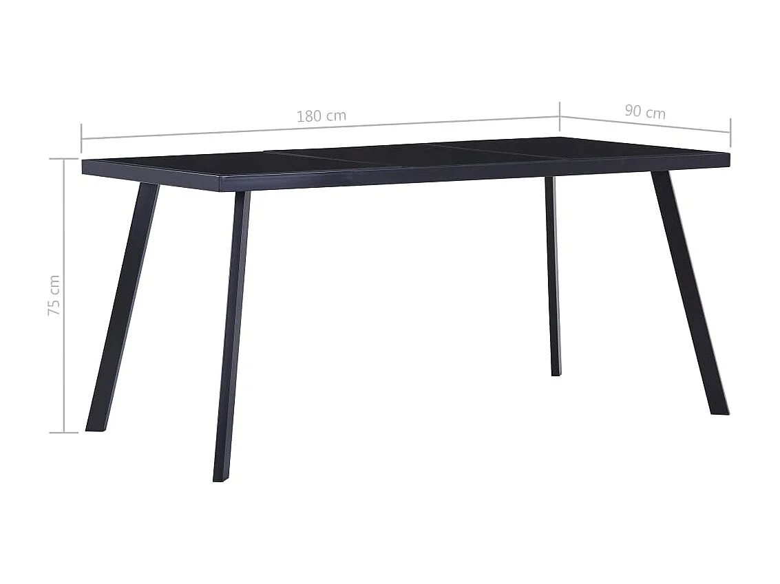 Table de salle à manger Noir 180x90x75 cm Verre trempé